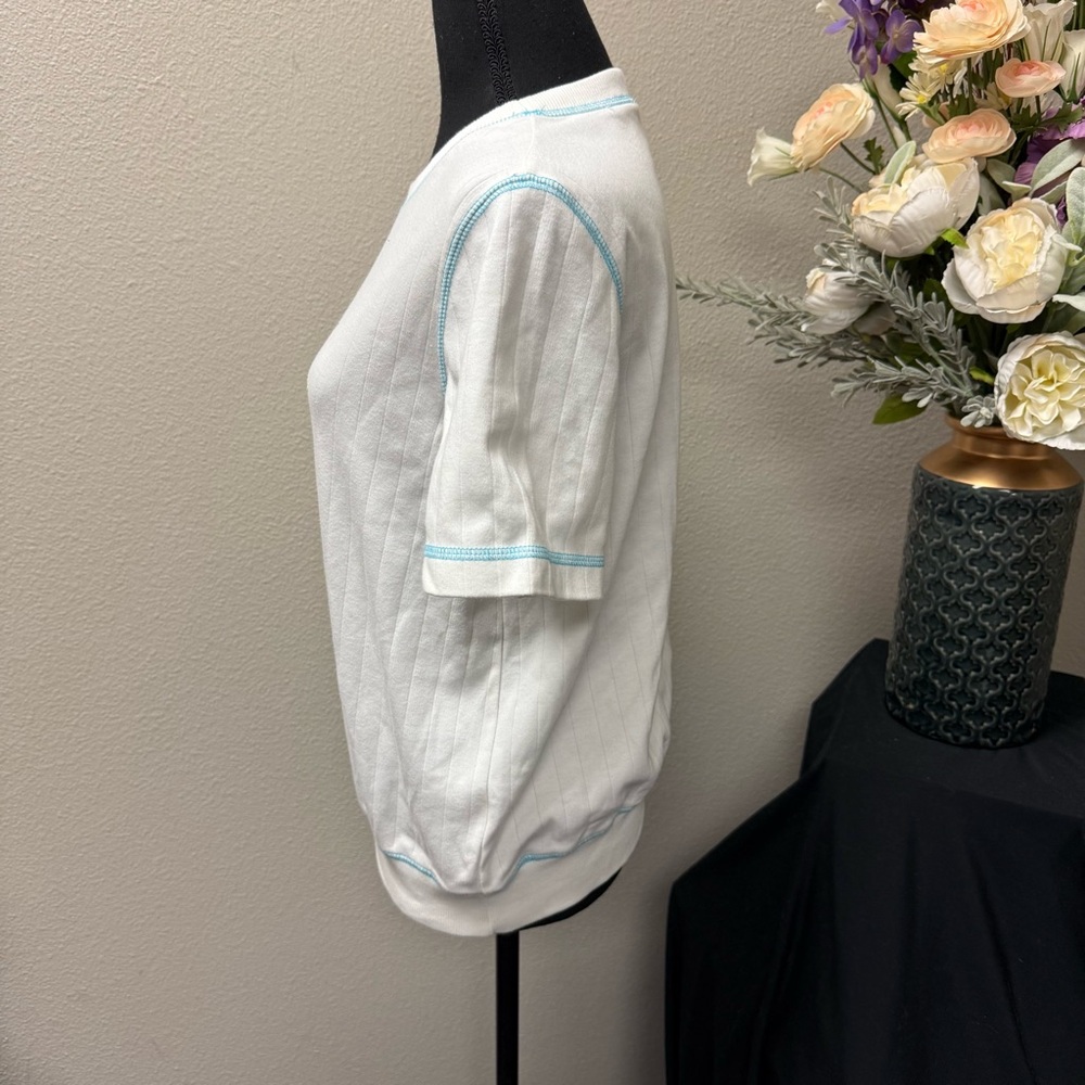 Alfred Dunner Petite Embroidered Floral Pot Ribbed Knit Top PM - Picture 3 of 8